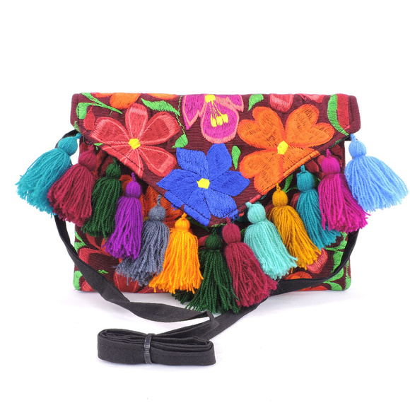 Handmade Boho Crossbody Purse Tassel Embroidered - Picture 3 of 3
